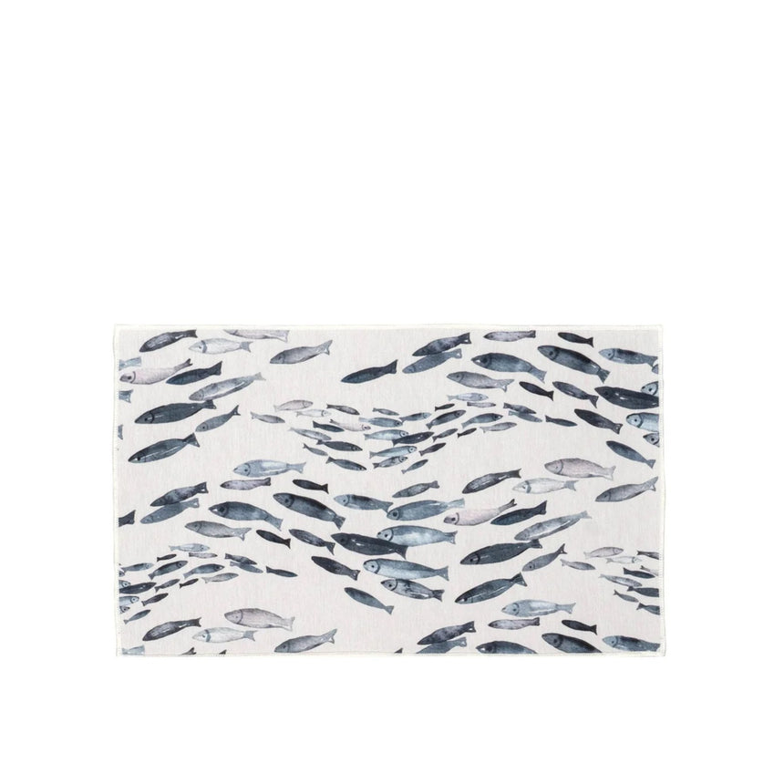 Fishes Printed Chenille Washable Accent Mat