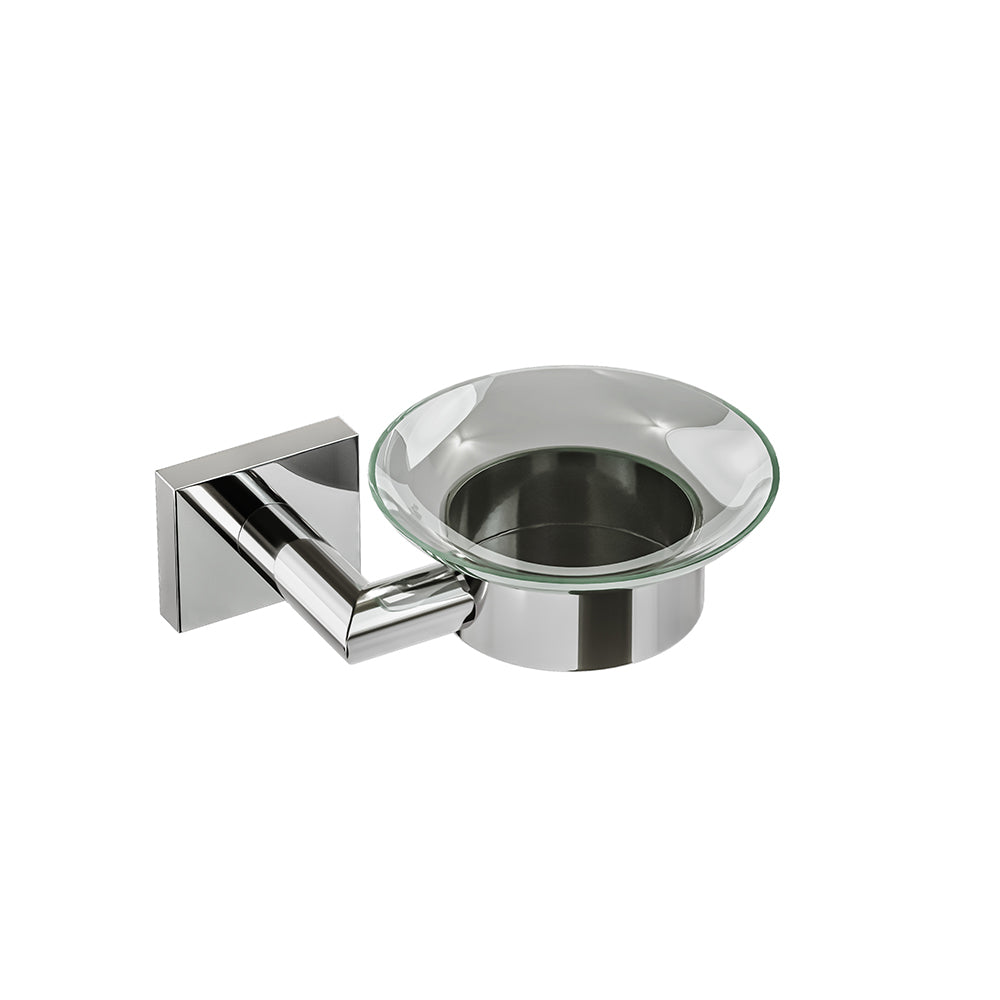 Crater Glass Soap Dish - Chrome