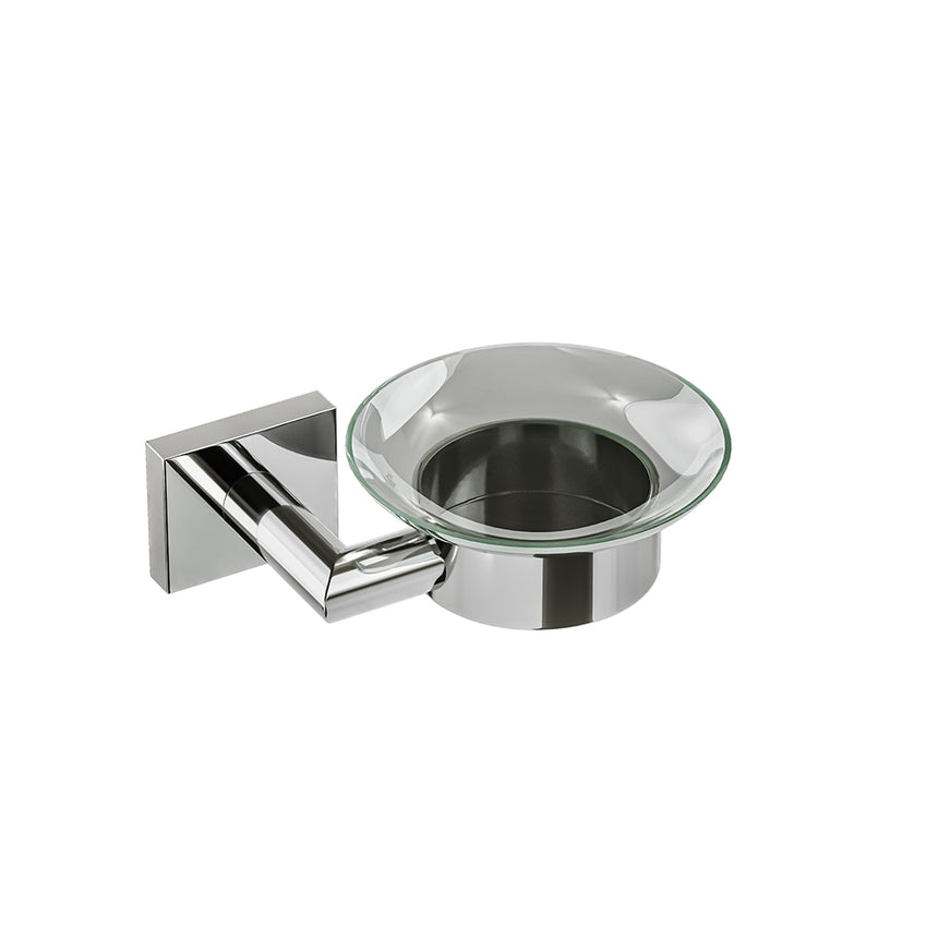 Crater Glass Soap Dish - Chrome