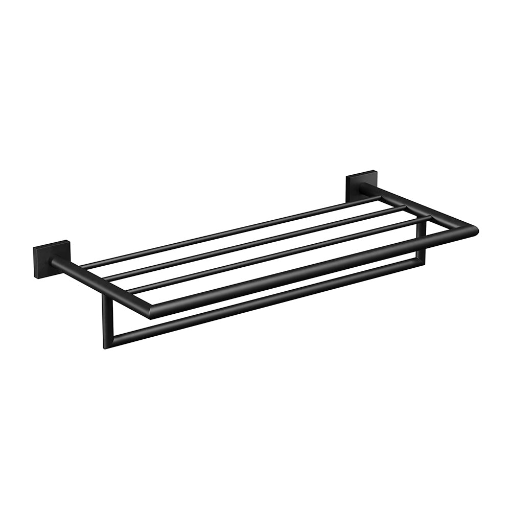 Crater Towel Shelf With Bar - Matte Black