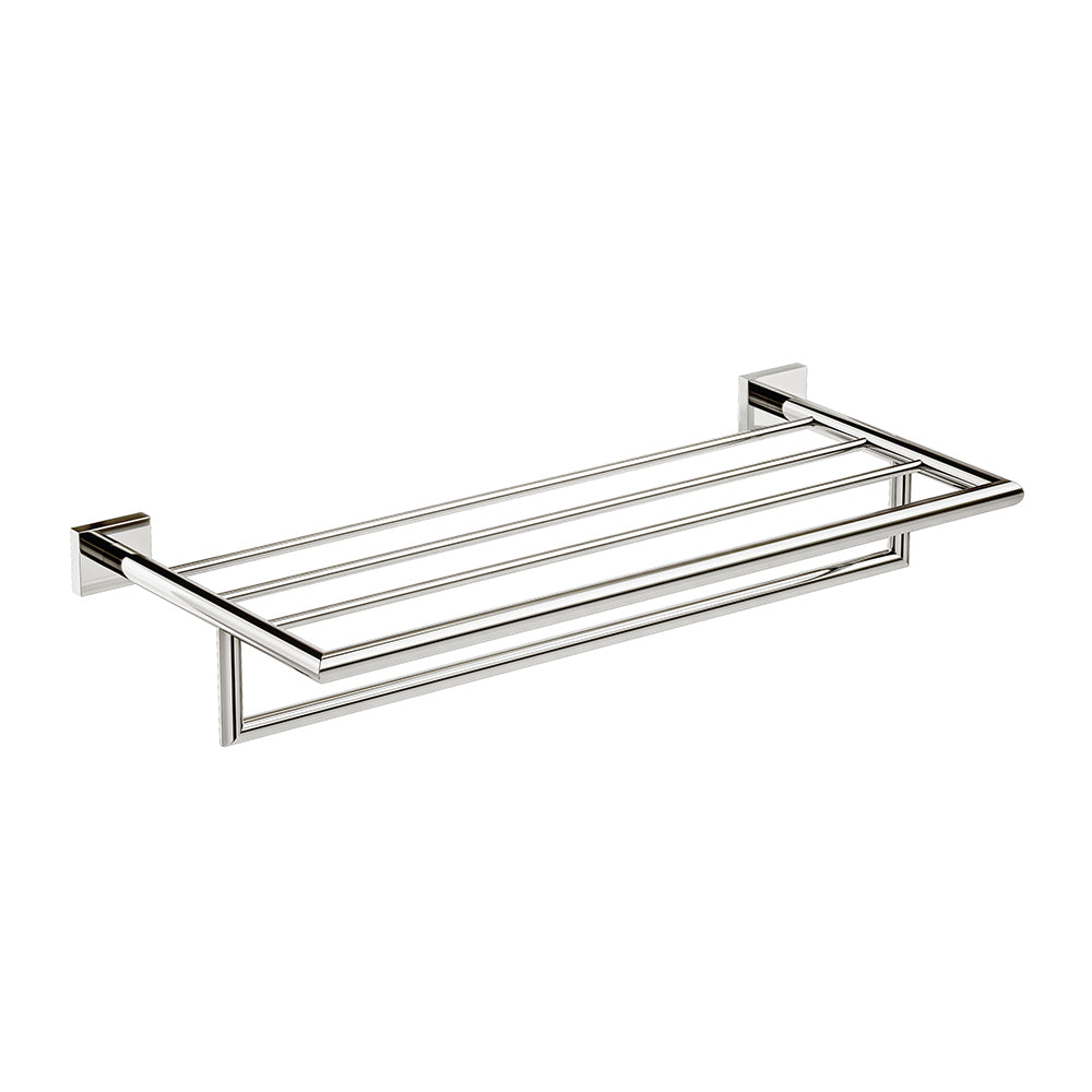 Crater Towel Shelf With Bar - Polished Nickel