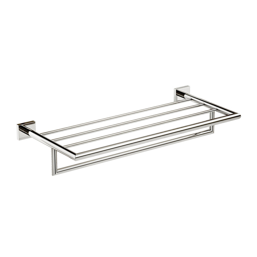 Crater Towel Shelf With Bar - Polished Nickel