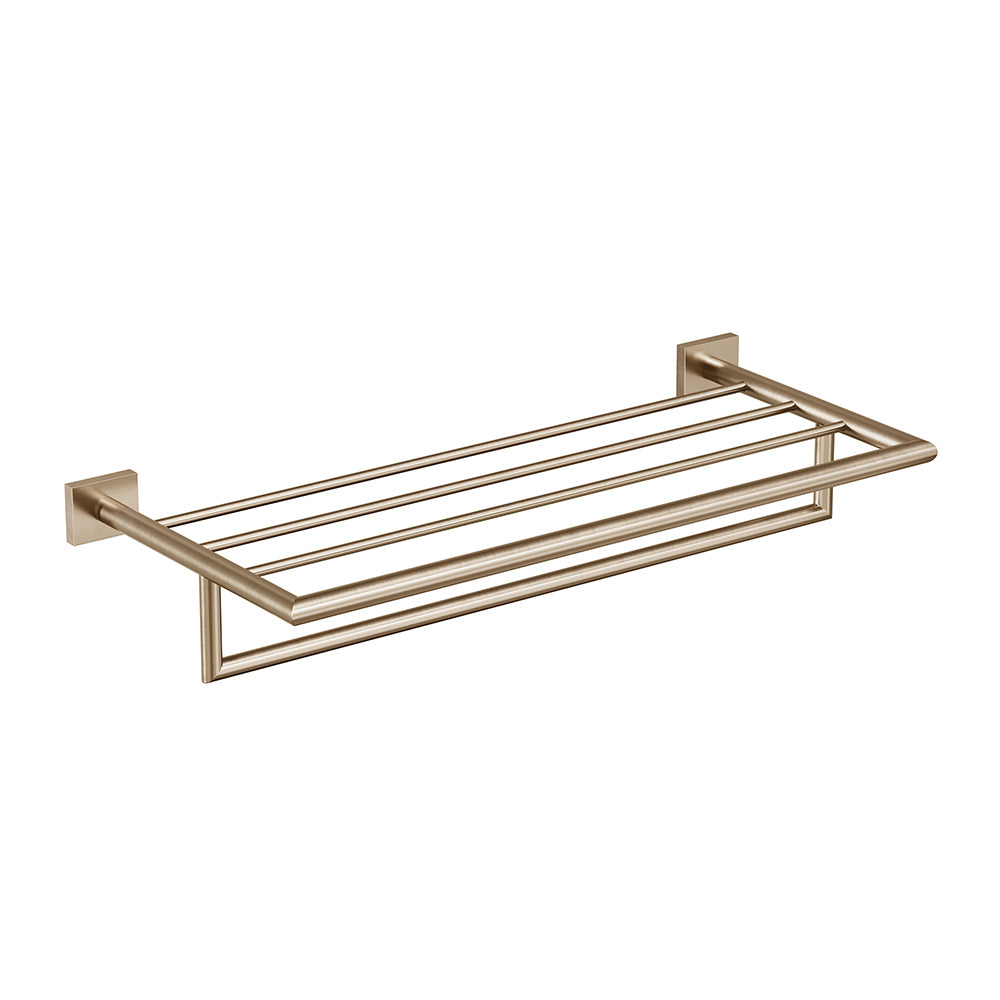 Crater Towel Shelf With Bar - Brushed Bronze