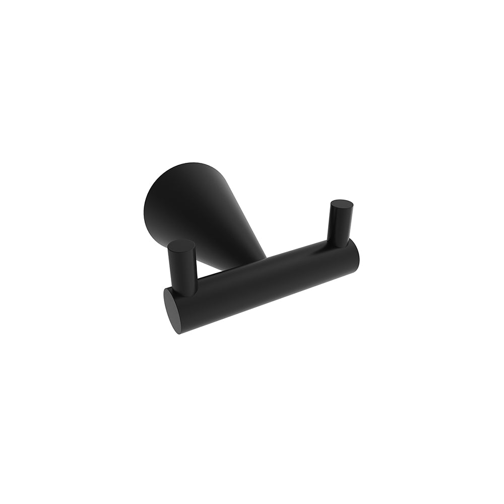 Cone Double Towel Hook - Matte Black