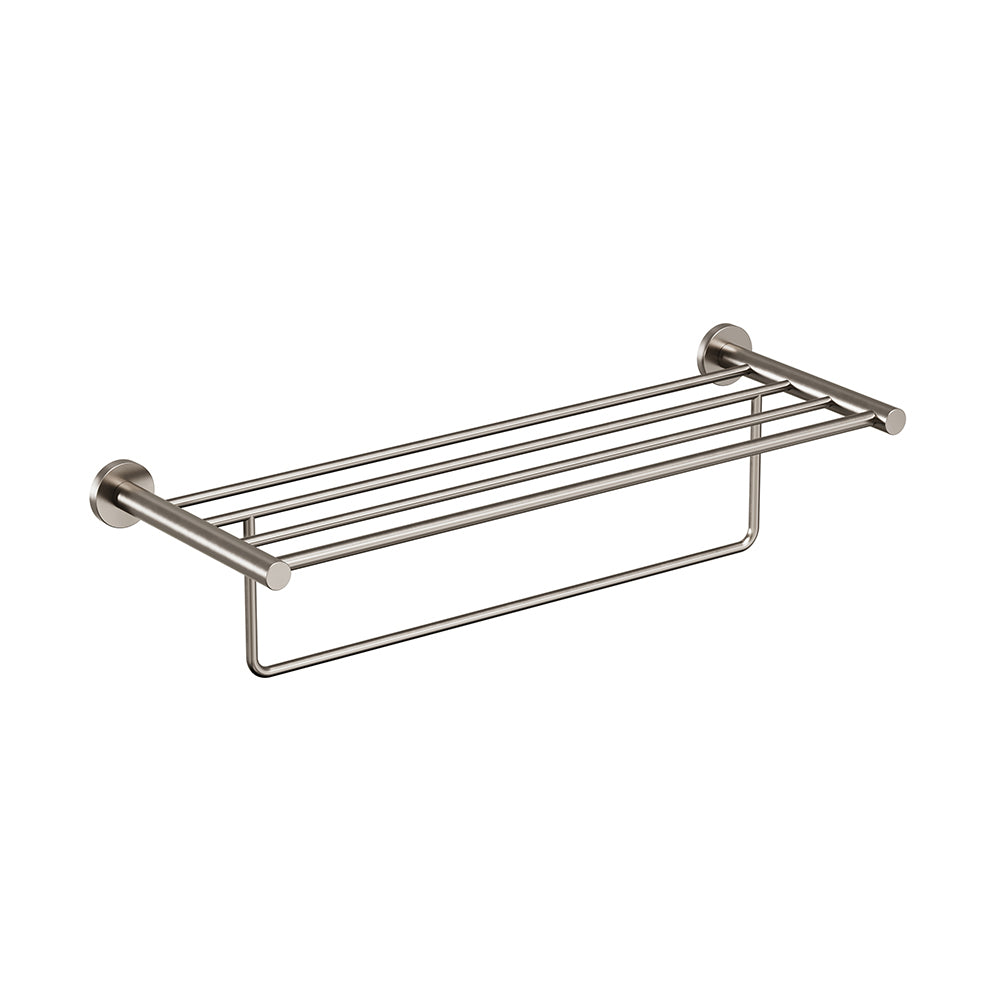 Lava Towel Shelf With Bar - Brushed Nickel