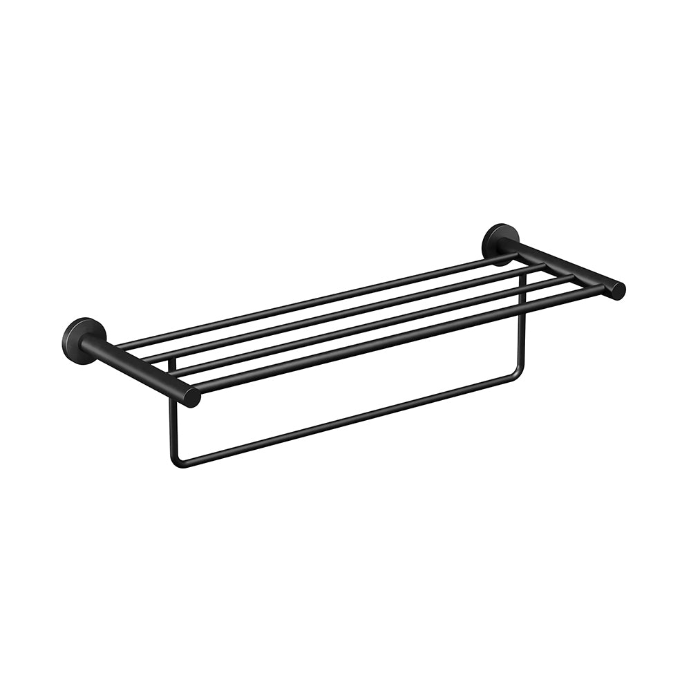 Lava Towel Shelf With Bar - Matte Black