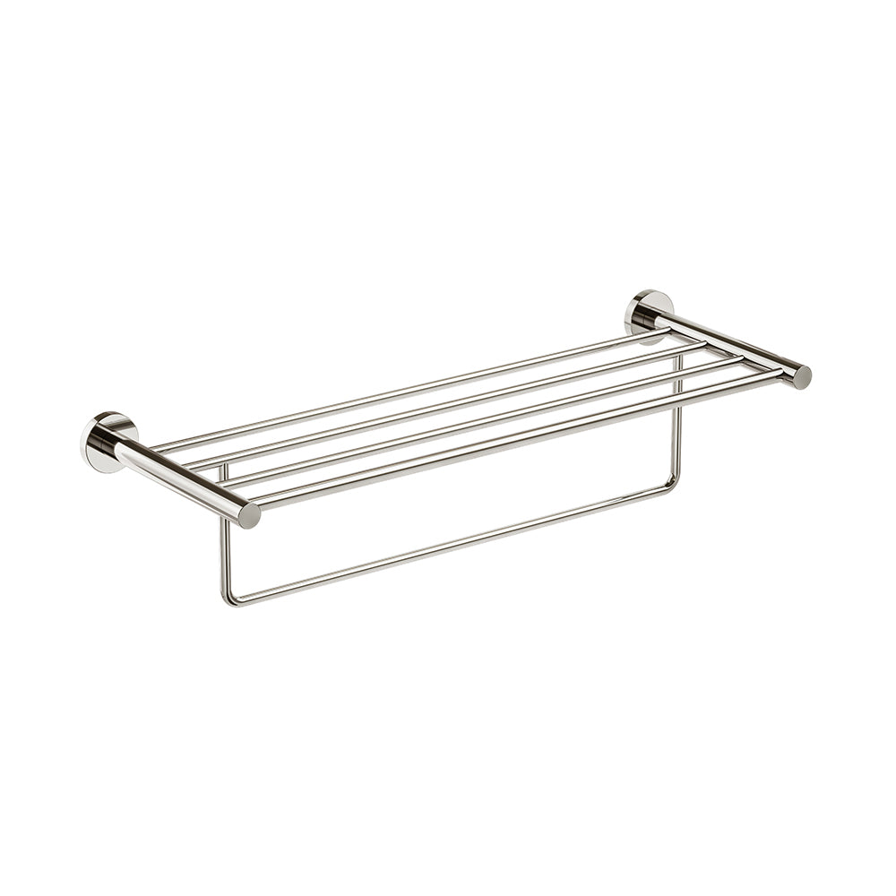 Lava Towel Shelf With Bar - Polished Nickel