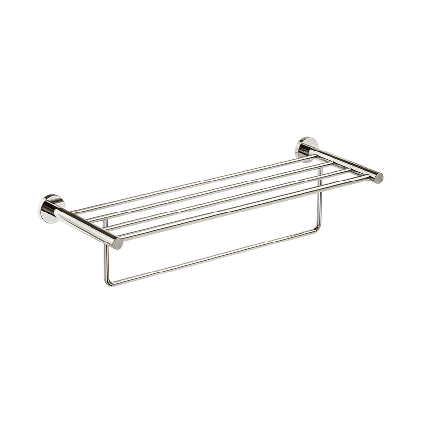 Lava Towel Shelf With Bar - Polished Nickel
