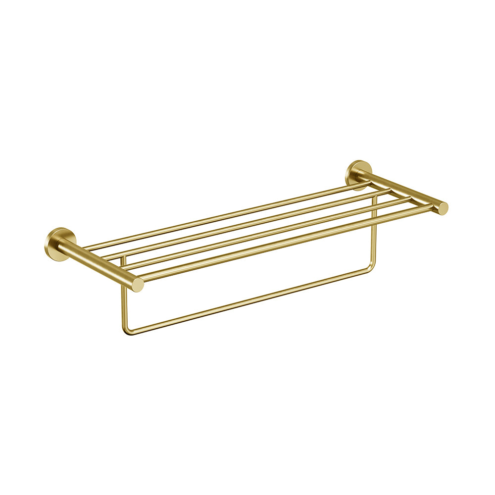 Lava Towel Shelf With Bar - Brushed Gold