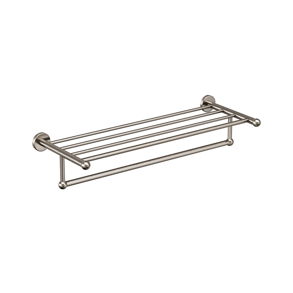 Ember Towel Shelf With Bar - Brushed Nickel