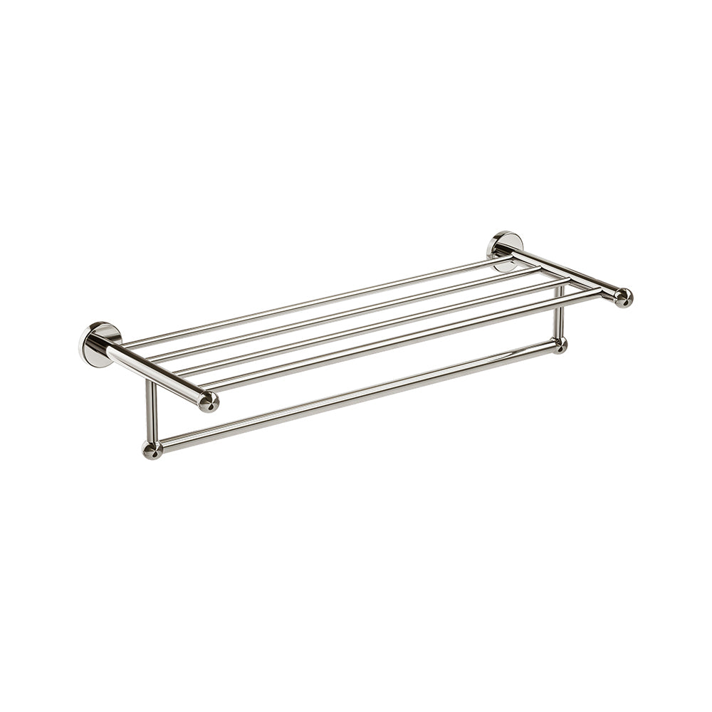 Ember Towel Shelf With Bar - Polished Nickel