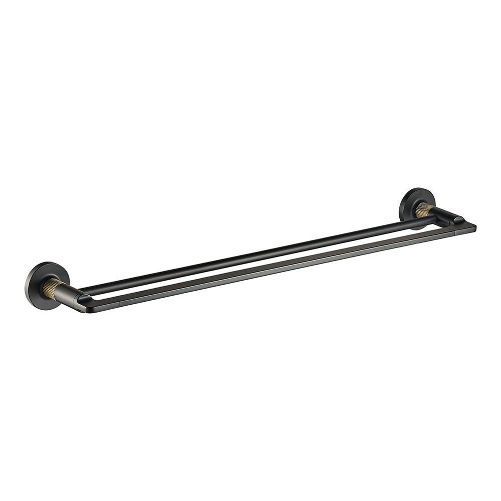 Blaze 24″ Double Towel Bar - Matte Black Brushed Gold