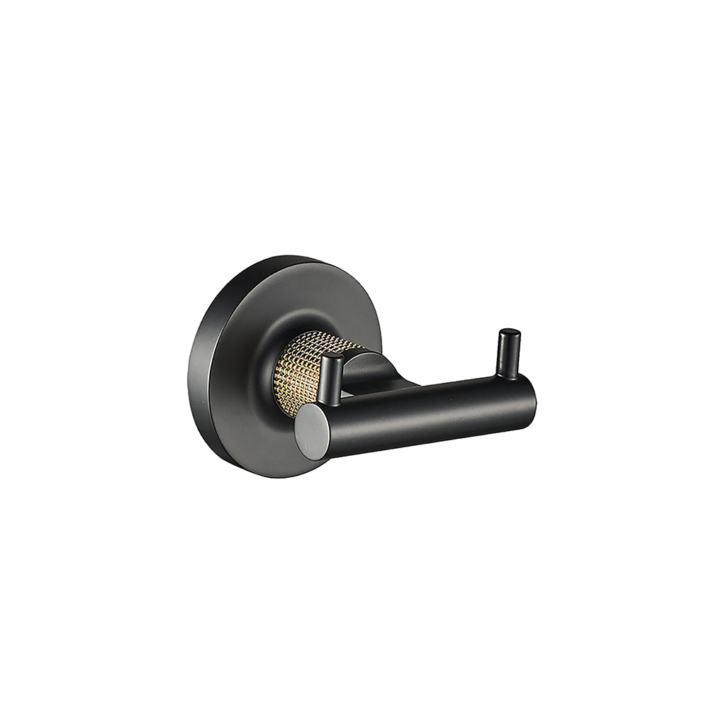 Blaze Double Towel Hook - Matte Black Brushed Gold