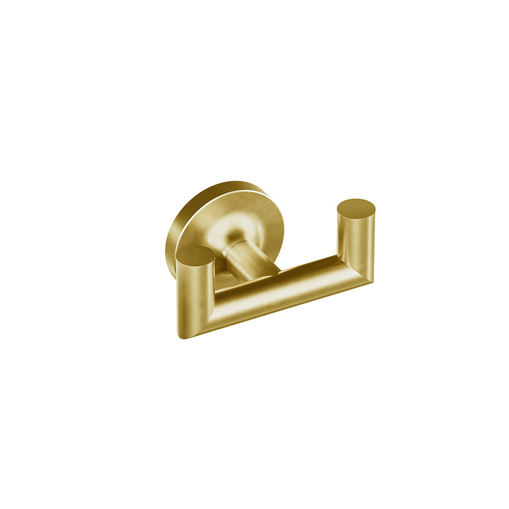 Glow Double Towel Hook - Brushed Gold