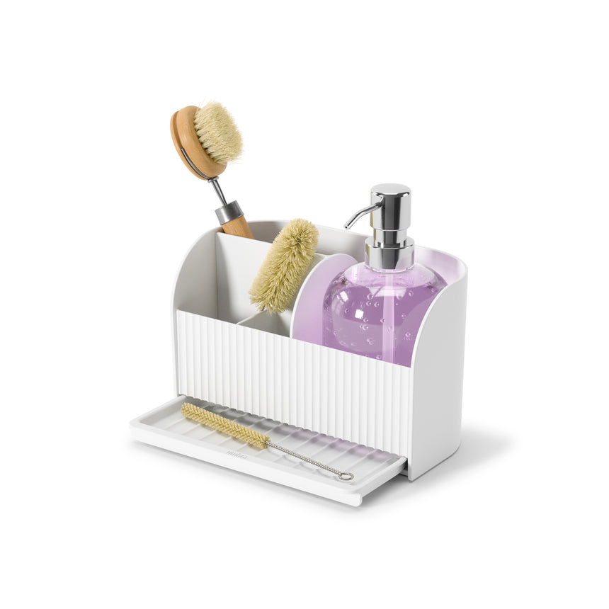 Sling Sink Caddy and Soap Pump – White