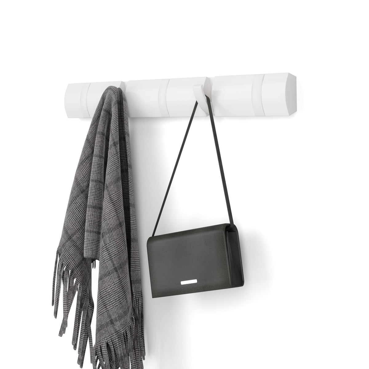 Flip Wall Mounted Hook – White 5 Hook
