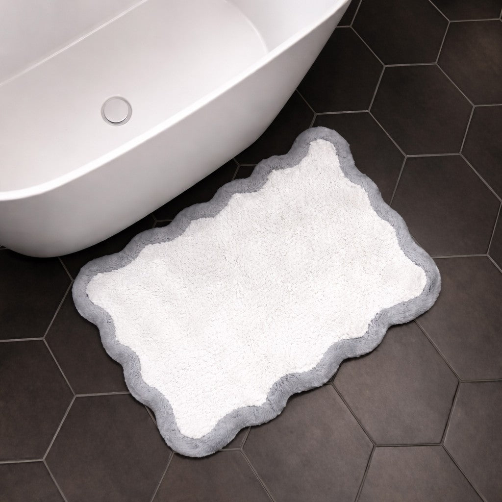 Moda Ripple Bath Mat - Grey/Ivory