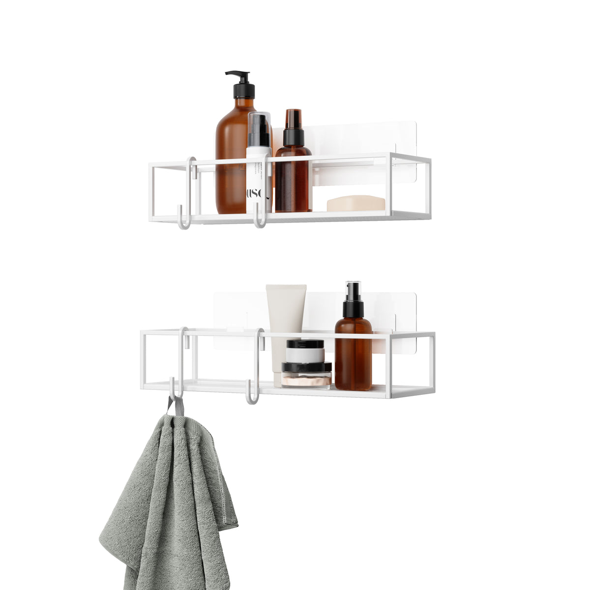 Cubiko Shower Bins, Set of 2 – White