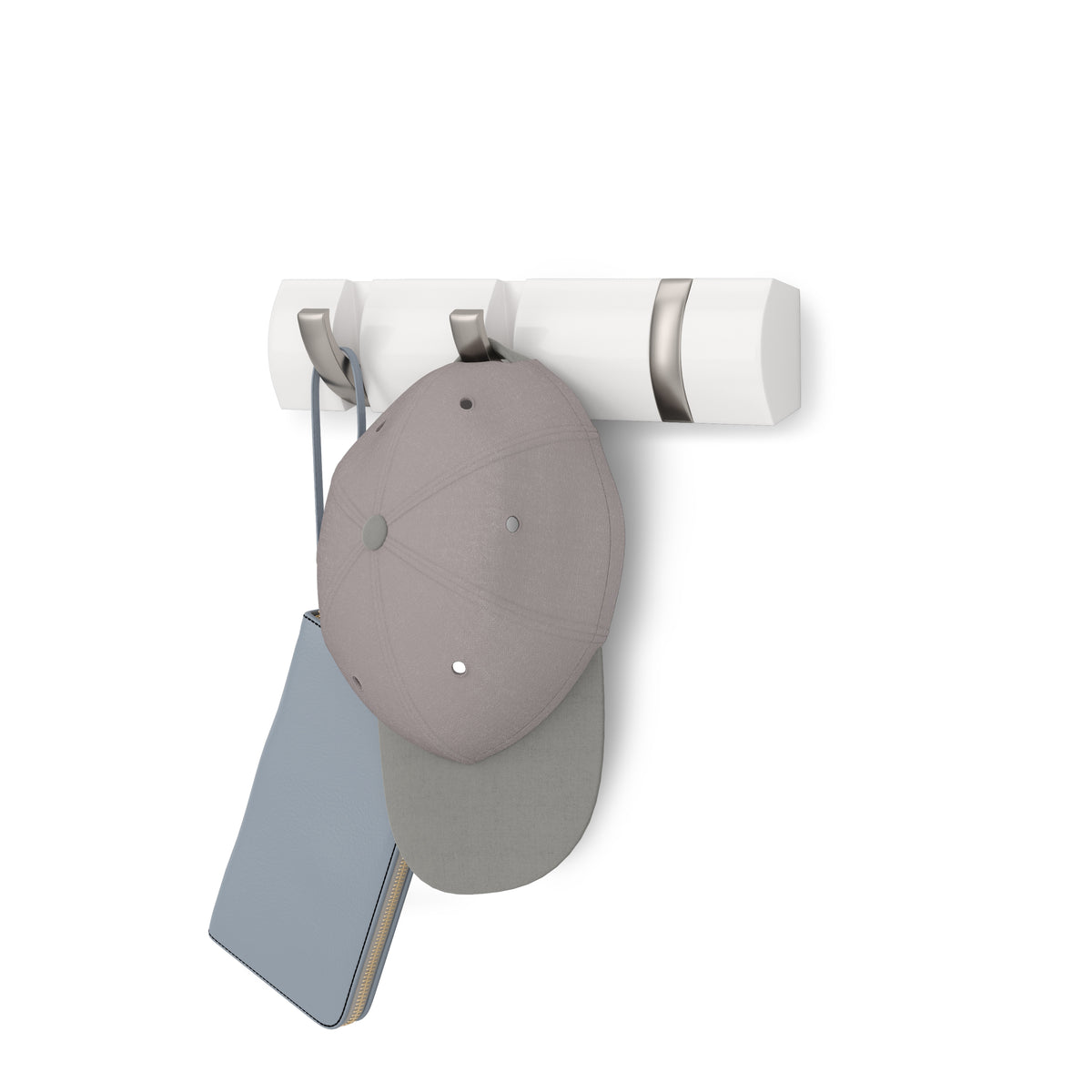 Flip Wall Mounted Hook, 3 Hook – White